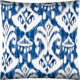 17" X 17" Indigo Taupe And Cream Zippered Polyester Ikat Throw Pillow Cover