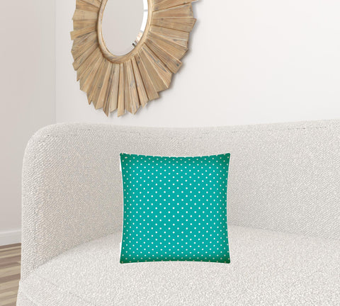 17" X 17" Turquoise Zippered Polyester Polka Dots Throw Pillow Cover