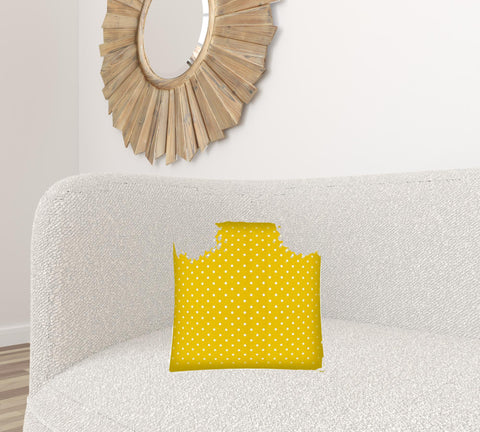 17" X 17" White And Creamy Yellow Zippered Polyester Polka Dots Throw Pillow Cover