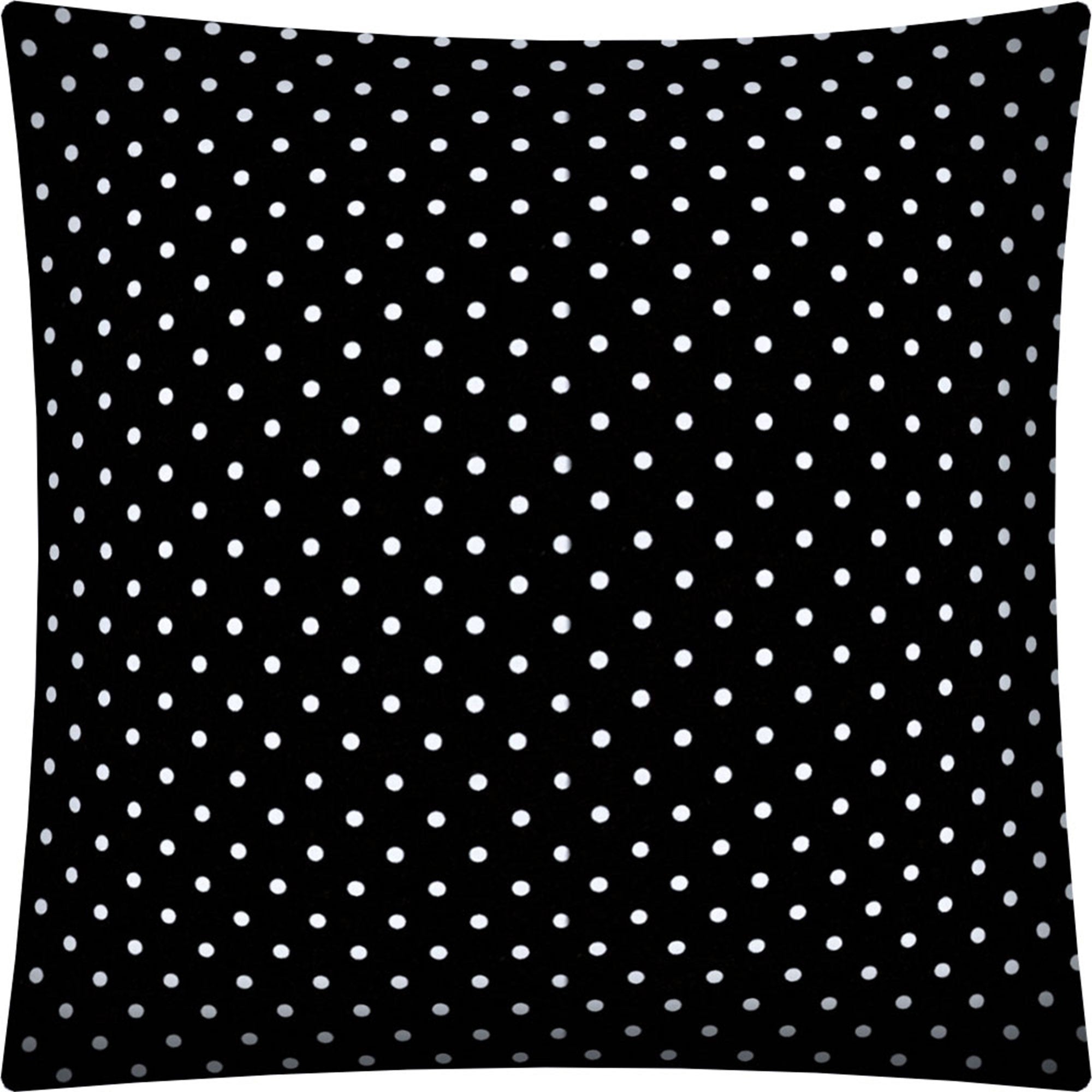 17" X 17" Black And White Zippered Polyester Polka Dots Throw Pillow Cover