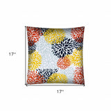 17" X 17" White Yellow And Red Zippered Polyester Floral Throw Pillow Cover