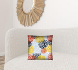 17" X 17" White Yellow And Red Zippered Polyester Floral Throw Pillow Cover