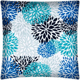 17" X 17" Blue Seafoam And White Zippered Polyester Floral Throw Pillow Cover