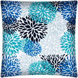 17" X 17" Blue Seafoam And White Zippered Polyester Floral Throw Pillow Cover