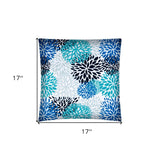 17" X 17" Blue Seafoam And White Zippered Polyester Floral Throw Pillow Cover