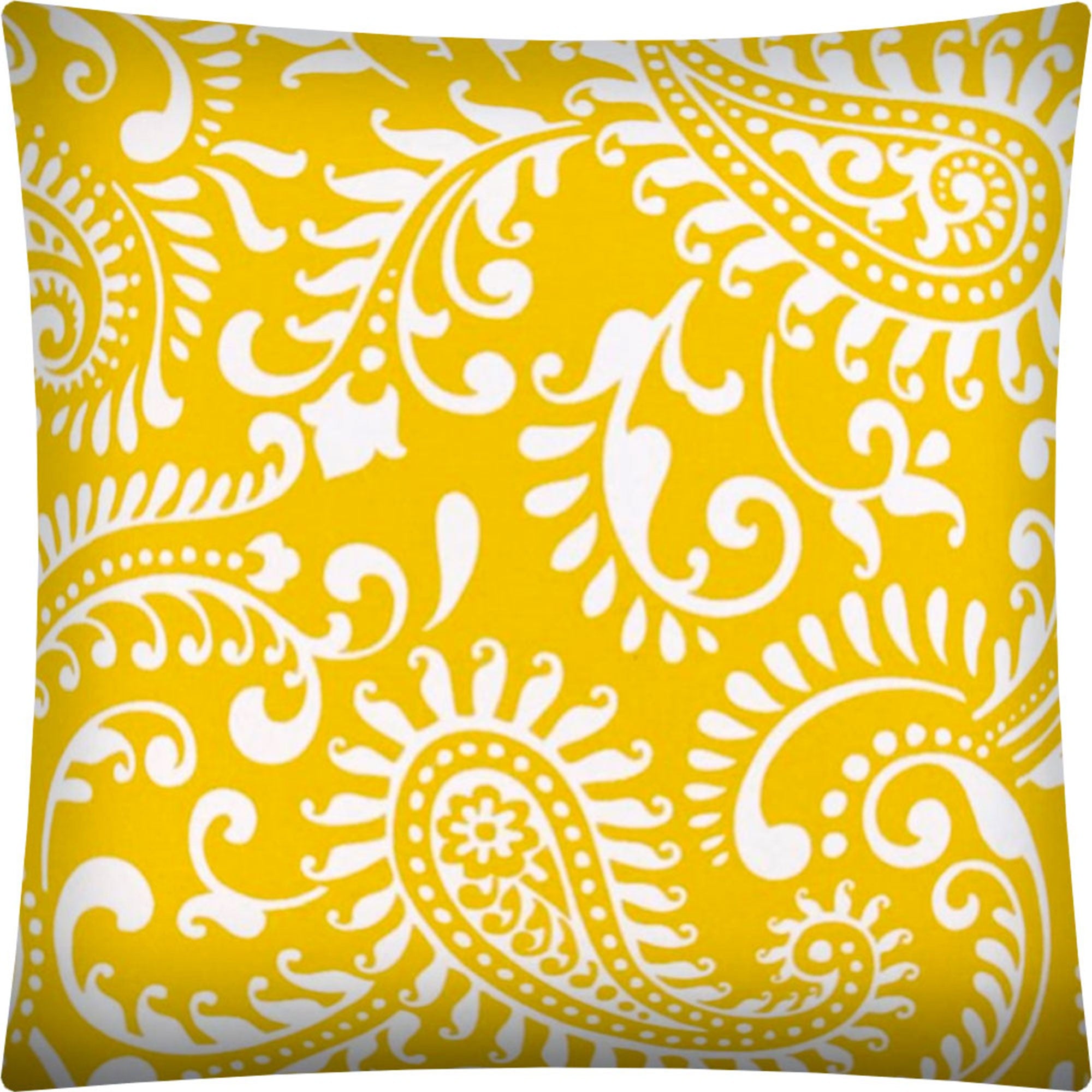 17" X 17" Cream Yellow And White Zippered Polyester Paisley Throw Pillow Cover