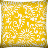 17" X 17" Cream Yellow And White Zippered Polyester Paisley Throw Pillow Cover