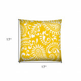 17" X 17" Cream Yellow And White Zippered Polyester Paisley Throw Pillow Cover