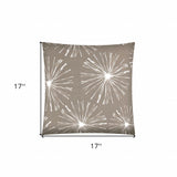 17x17 Taupe And White Zippered Polyester Floral Throw Pillow Cover