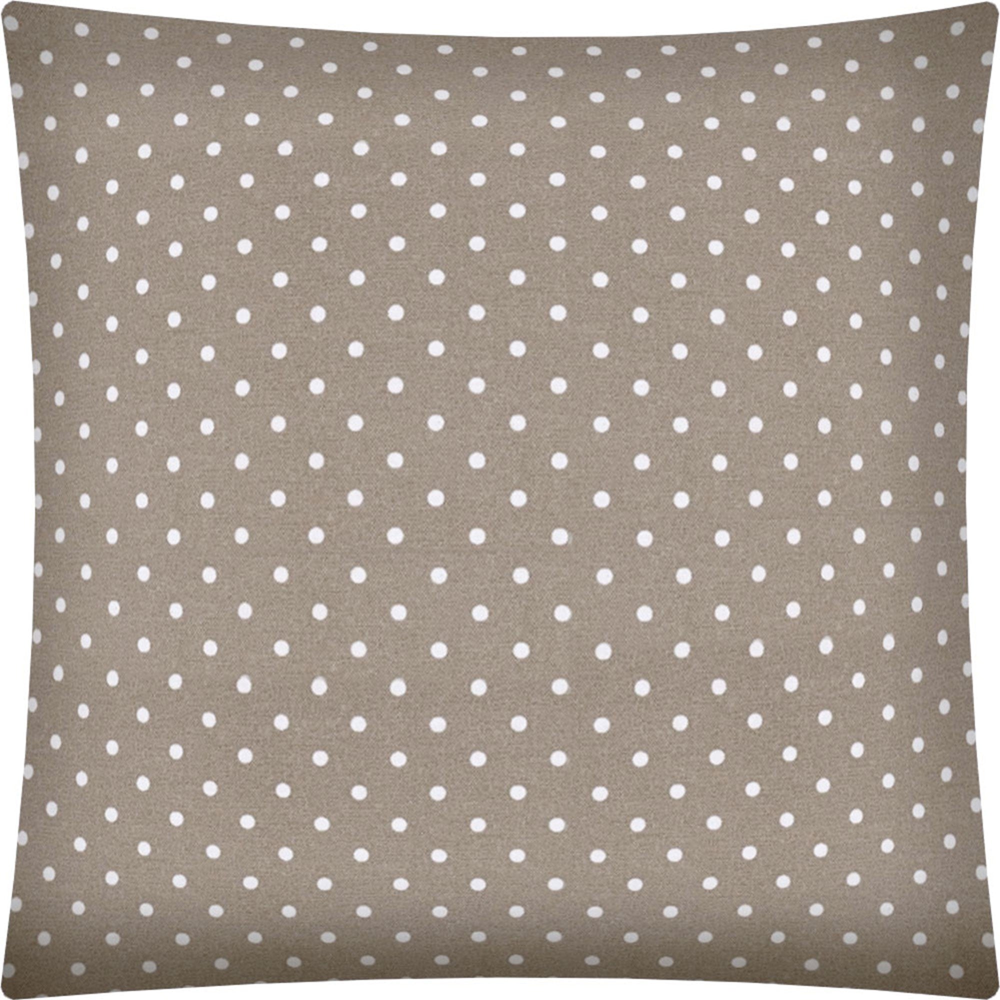 17" X 17" Taupe And White Zippered Polka Dots Throw Indoor Outdoor Pillow Cover