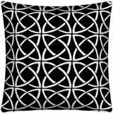 17" X 17" Black And White Zippered Polyester Interlocking Throw Pillow Cover