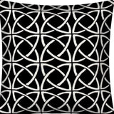 17" X 17" Black And White Zippered Polyester Interlocking Throw Pillow Cover