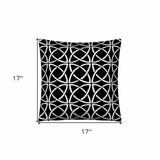 17" X 17" Black And White Zippered Polyester Interlocking Throw Pillow Cover