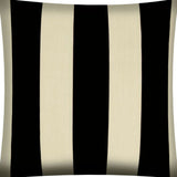 17" X 17" Black And Ivory Zippered Striped Throw Indoor Outdoor Pillow Cover