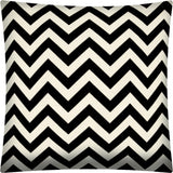 17" X 17" Black And Ivory Zippered Polyester Chevron Throw Pillow Cover