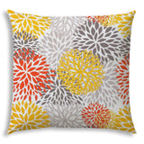 20" X 20" Gray Yellow And White Zippered Polyester Floral Throw Pillow Cover