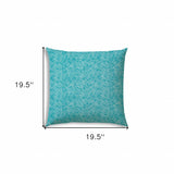 20" X 20" Turquoise And White Zippered Polyester Chevron Throw Pillow Cover