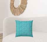 20" X 20" Turquoise And White Zippered Polyester Chevron Throw Pillow Cover