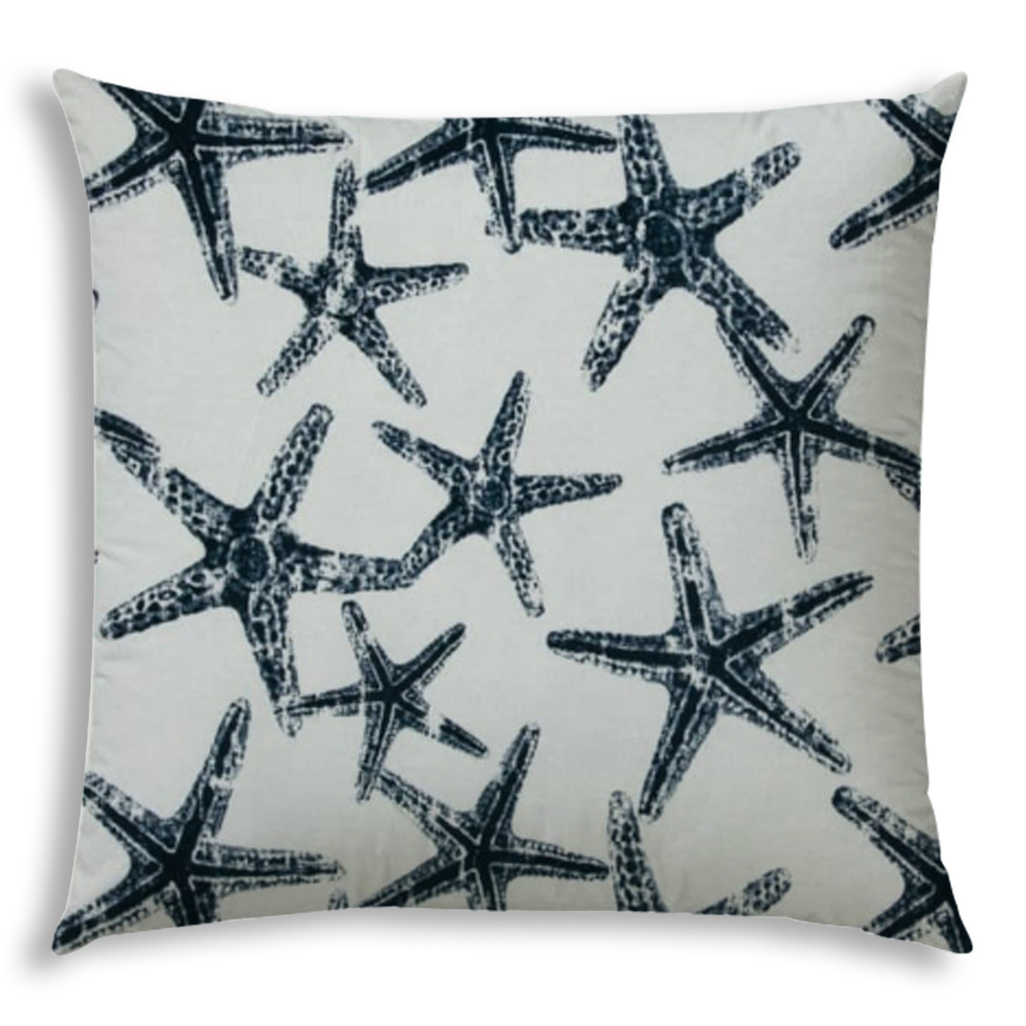 20" X 20" Navy And White Zippered Polyester Coastal Throw Pillow Cover