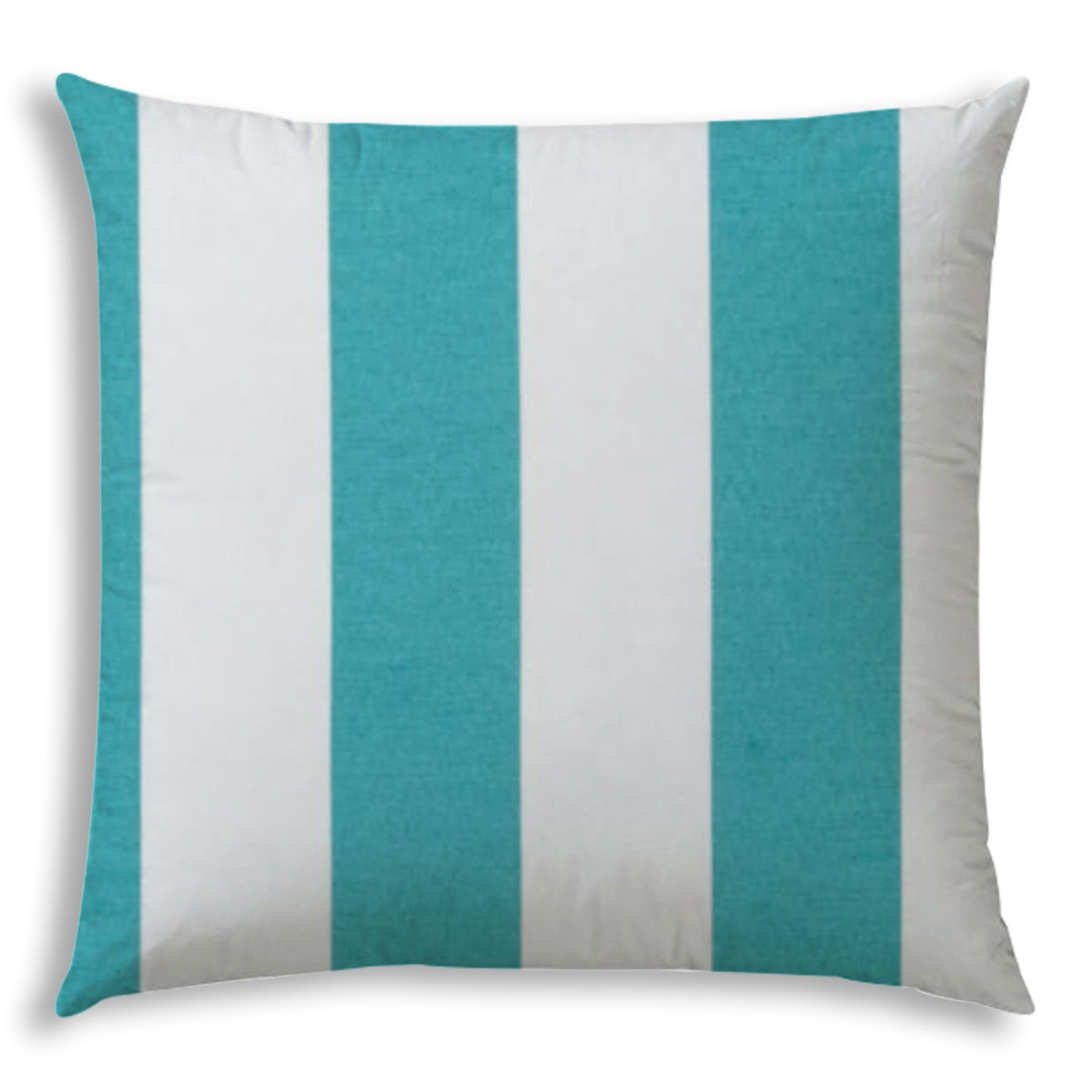 20" X 20" Turquoise And White Zippered Polyester Striped Throw Pillow Cover