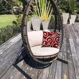 20" X 20" Red And White Zippered Polyester Swirl Throw Pillow Cover