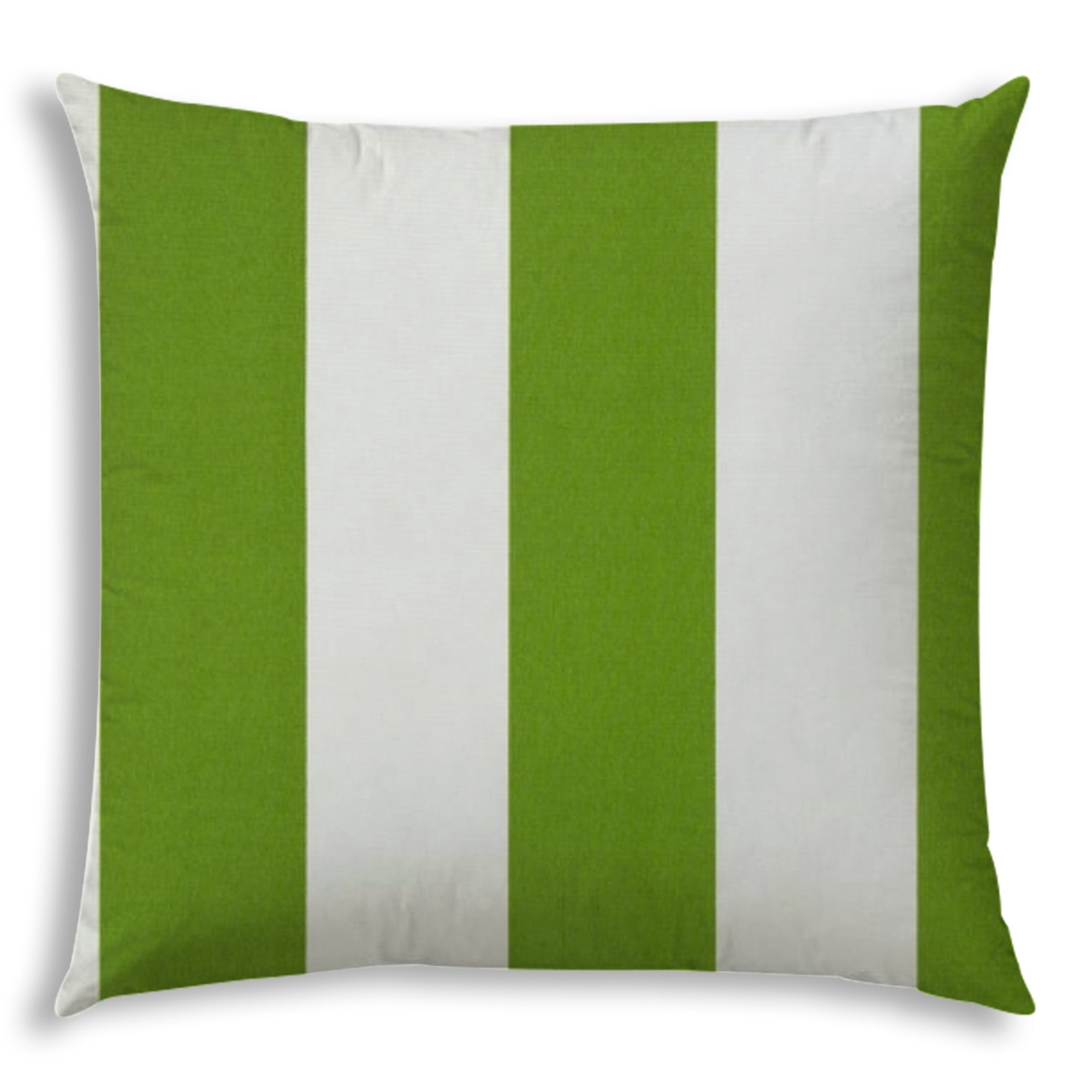 20" X 20" Green And Ivory Zippered Polyester Striped Throw Pillow Cover