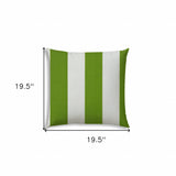 20" X 20" Green And Ivory Zippered Polyester Striped Throw Pillow Cover