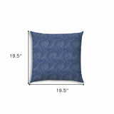 20" X 20" Blue And White Zippered Polyester Swirl Throw Pillow Cover