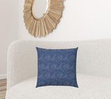 20" X 20" Blue And White Zippered Polyester Swirl Throw Pillow Cover