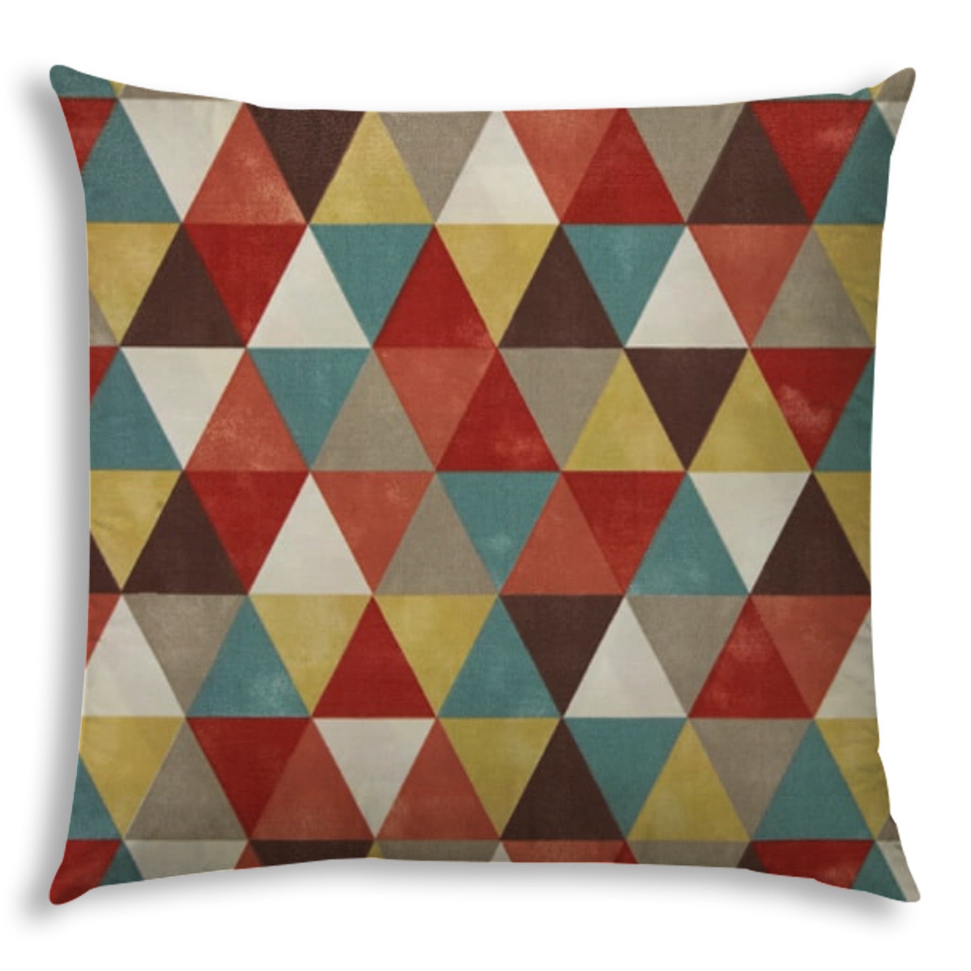 20" X 20" Red Brown And White Zippered Polyester Geometric Throw Pillow Cover