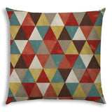 20" X 20" Red Brown And White Zippered Polyester Geometric Throw Pillow Cover