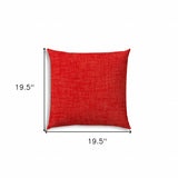 20" X 20" Coral Red Zippered Polyester Solid Color Throw Pillow Cover