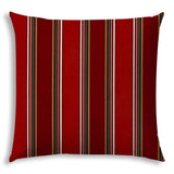 20" X 20" Red Green And White Zippered Polyester Striped Throw Pillow Cover