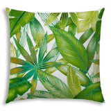 20" X 20" Teal Green And White Zippered Polyester Tropical Throw Pillow Cover