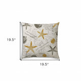 20" X 20" Gold Yellow And Cream Boat Zippered Polyester Coastal Throw Pillow Cover