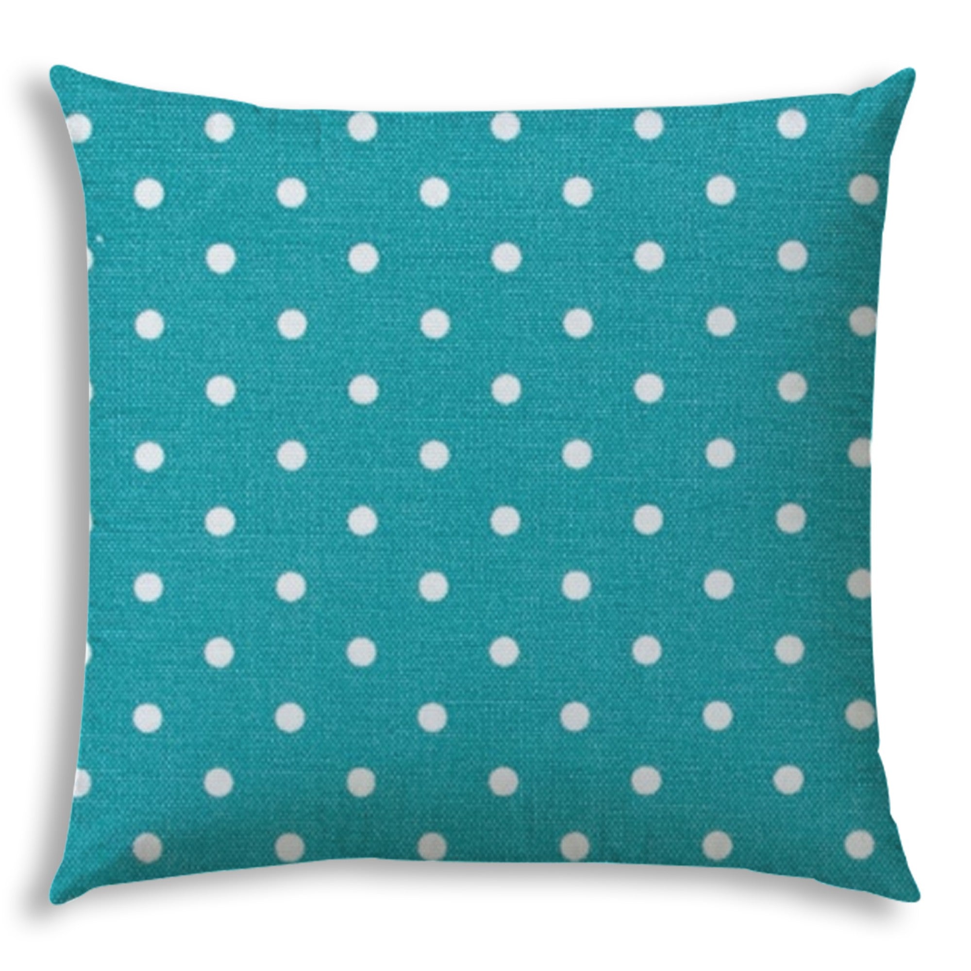 20" X 20" Turquoise Zippered Polyester Polka Dots Throw Pillow Cover