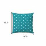 20" X 20" Turquoise Zippered Polyester Polka Dots Throw Pillow Cover