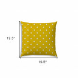 20" X 20" White And Creamy Yellow Zippered Polyester Polka Dots Throw Pillow Cover