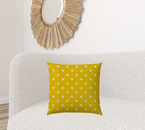 20" X 20" White And Creamy Yellow Zippered Polyester Polka Dots Throw Pillow Cover