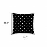 20" X 20" Black And White Zippered Polyester Polka Dots Throw Pillow Cover