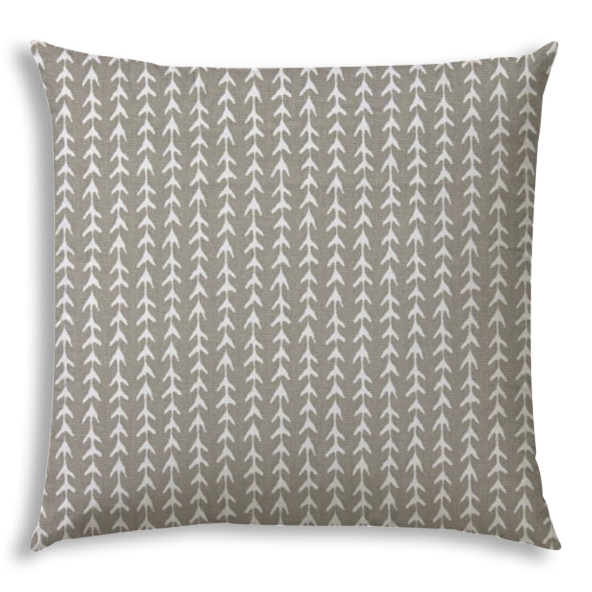 20" X 20" Taupe And White Zippered Polyester Geometric Throw Pillow Cover