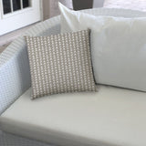 20" X 20" Taupe And White Zippered Polyester Geometric Throw Pillow Cover