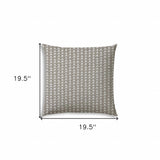 20" X 20" Taupe And White Zippered Polyester Geometric Throw Pillow Cover