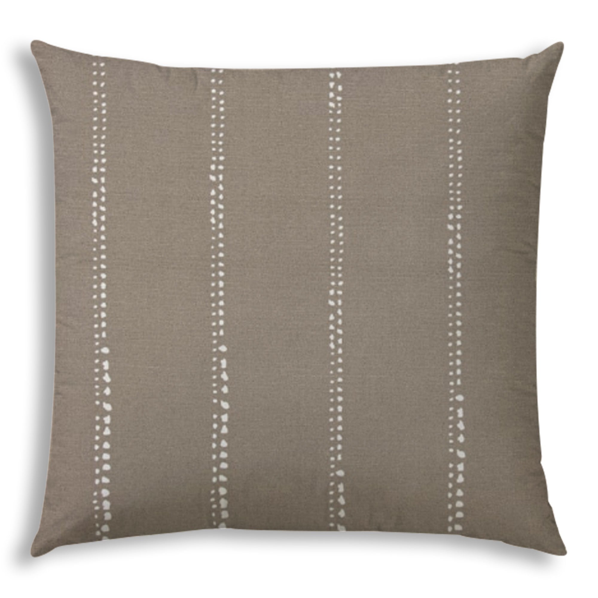 20" X 20" Taupe And White Zippered Polyester Polka Dots Throw Pillow Cover