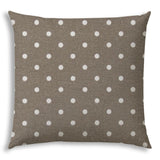 20" X 20" Taupe And White Zippered Polyester Polka Dots Throw Pillow Cover