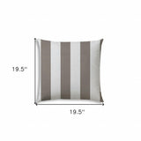 20" X 20" Taupe And Ivory Zippered Polyester Striped Throw Pillow Cover