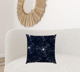 20" X 20" Navy And White Zippered Polyester Floral Throw Pillow Cover