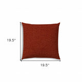 20" X 20" Brick Red Zippered Polyester Solid Color Throw Pillow Cover