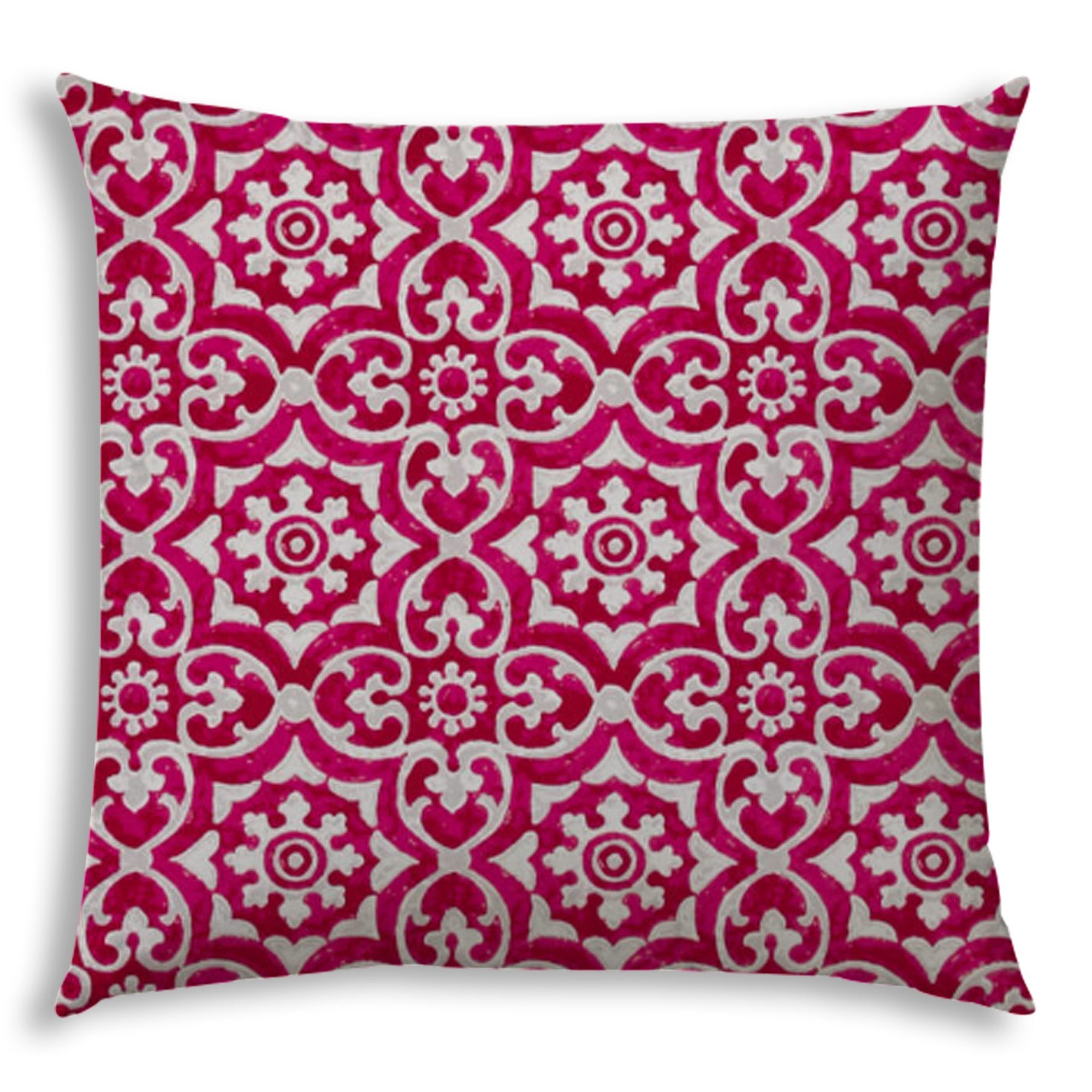 20" X 20" Magenta Zippered Stencil Indoor Outdoor Throw Pillow Cover