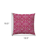 20" X 20" Magenta Zippered Stencil Indoor Outdoor Throw Pillow Cover